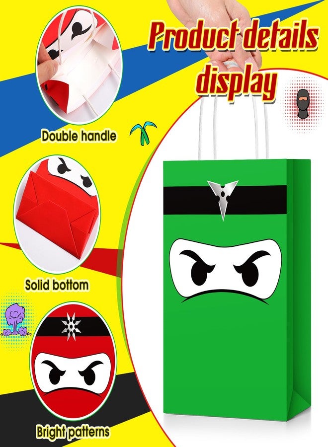 Chivertion 24 Pcs Ninja Gift Bags with Handles Ninja Birthday Party Decorations Party Favor Gift Supplies Candy Treat Goody Bags for Kids - Image 4